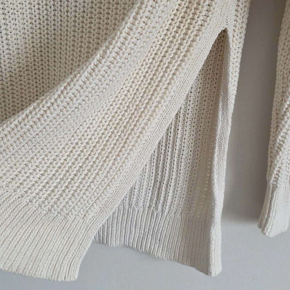 ARITZIA | Wilfred Ivory Linen Randonnai Sweater Chunky Knit Side Slits sz S - Picture 8 of 9